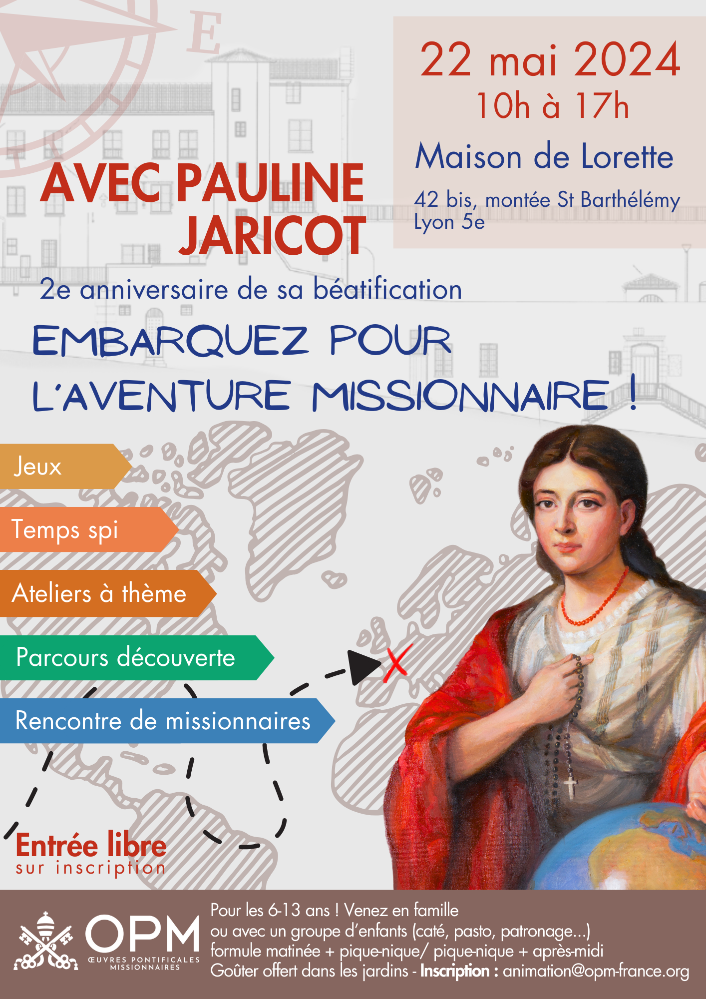 Affiche Enfants Lorette 22 mai2024 - Embarquez pour l'aventure missionnaire avec Pauline Jaricot